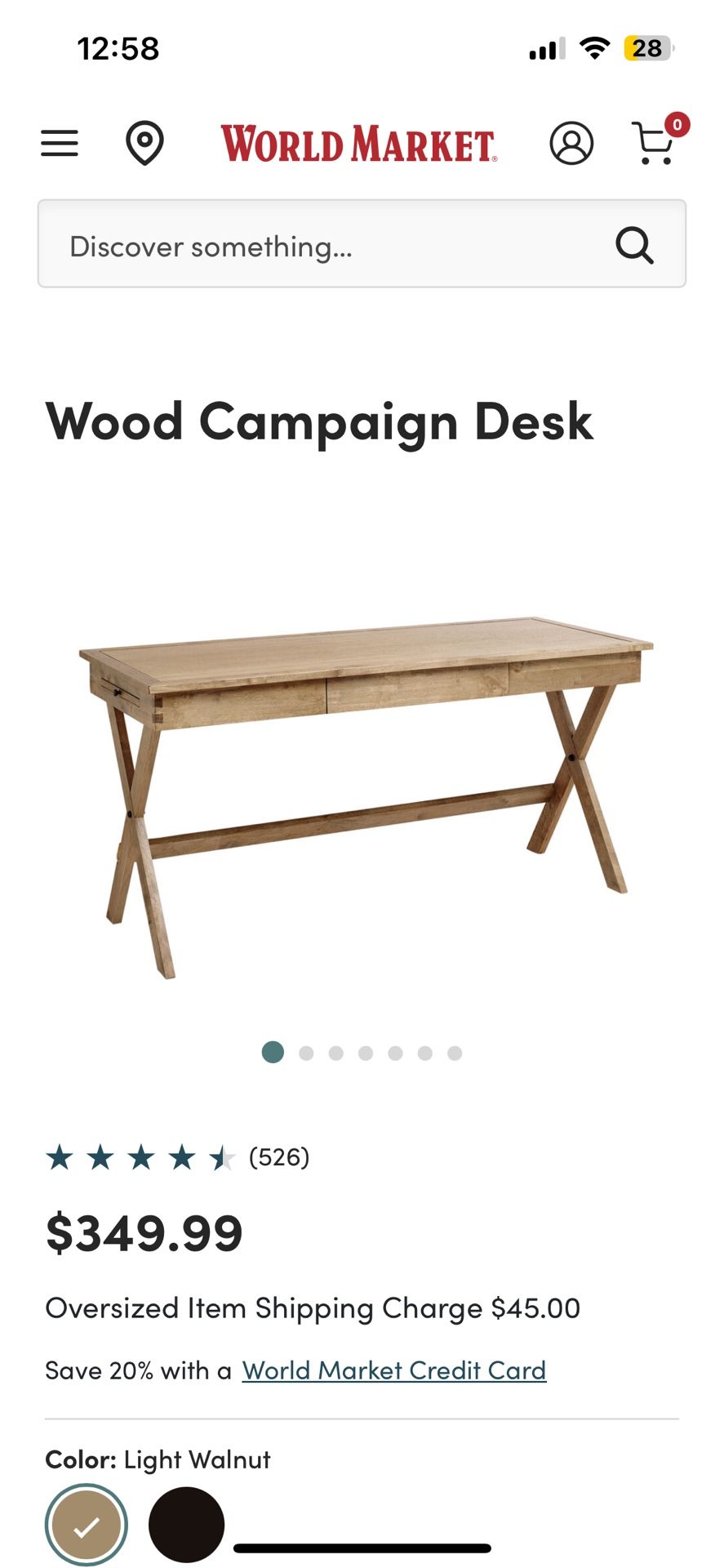 World Market Wood Campaign Desk