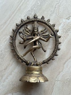 brass dancing Shiva Nataraja statue vintage 8”