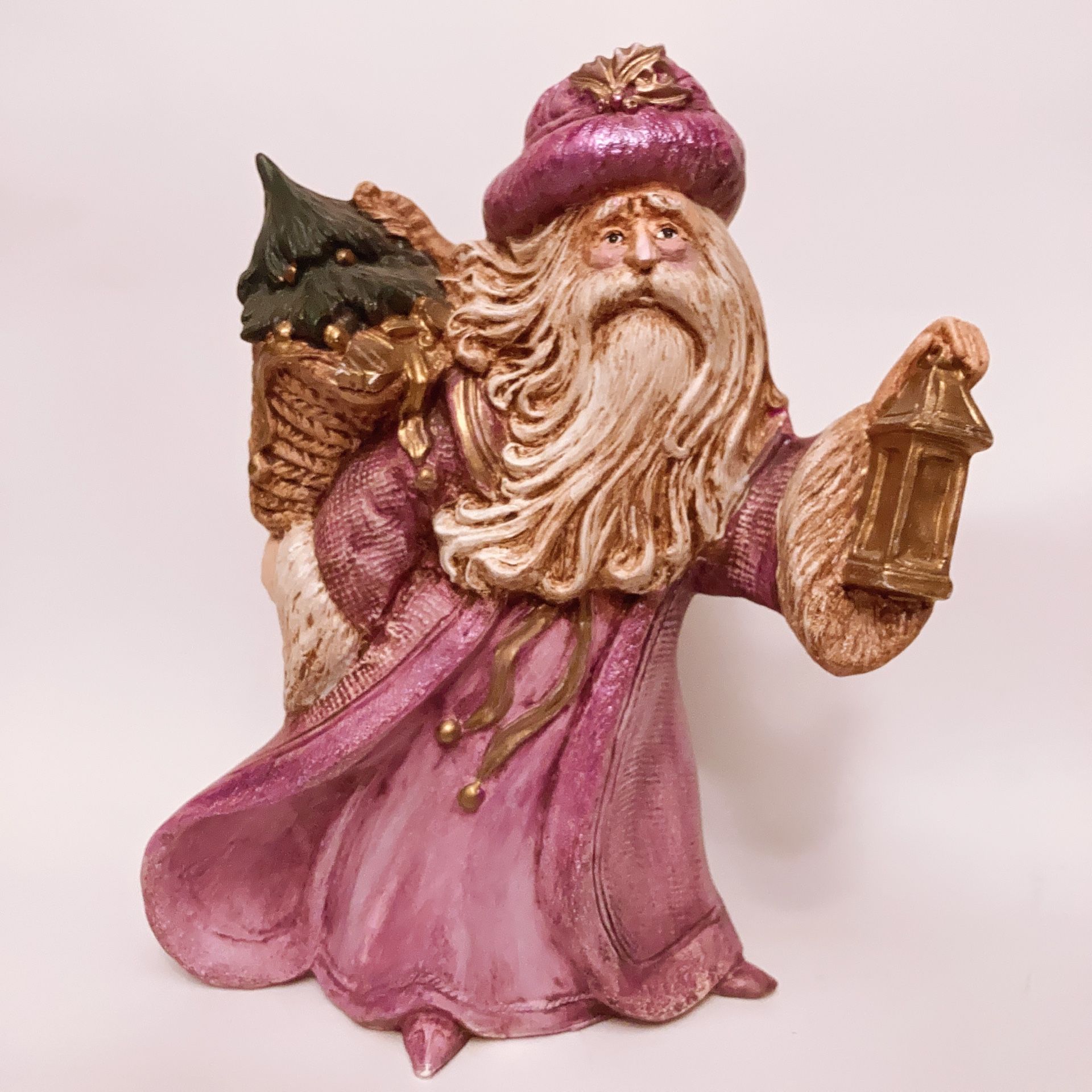 Victorian Santa Claus Ceramic Figurine - Hand Painted Vintage Old World Santa Christmas Decoration