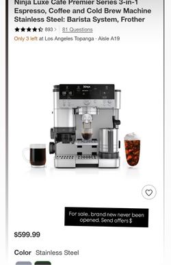 Ninja Luxe Café Premier Series 3-in-1 Espresso, Coffee & Cold Brew Machine – Brand New (Sealed)