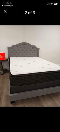 Queen bed frame with mattress