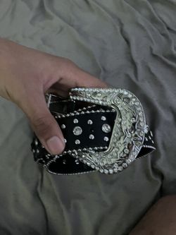 Rhine stone Black strap BB Belt