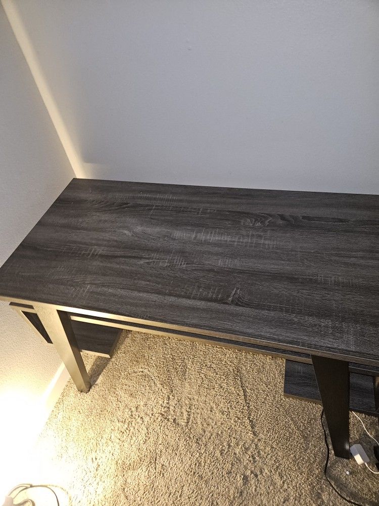 Nice Wooden Desk With Built In Shelves