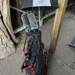 golf club set wilson and maxfli bag and LEADBETTER SWING SETTER 