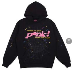 Sp5der Pink Hoodie Black