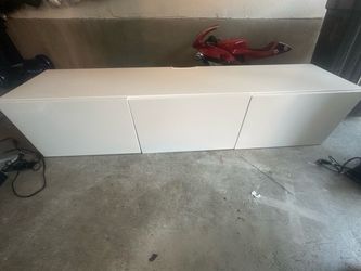 White Low-Profile Sideboard with Three Doors