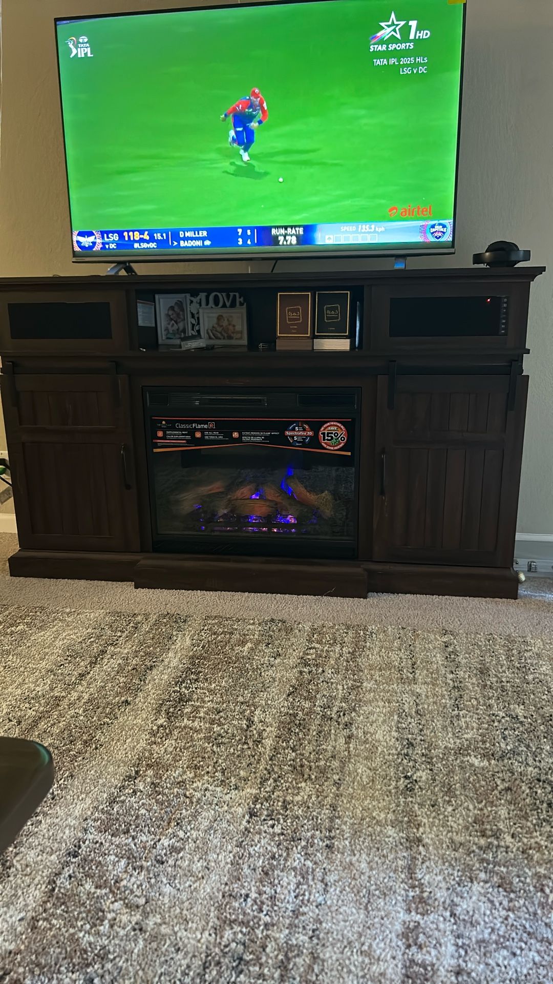 Tv Stand With Fire Flame , Hitter And Bluetooth Speaker