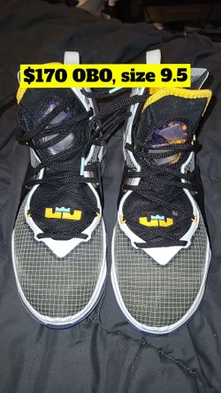 Nike Lebron 19 XIX White/Black/Purple/Yellow HARDWOOD/LAKERS, size 9.5, $170 OBO, pickup only