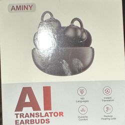 Ai Translation Earbuds Real Time, 163 Languages & Accents Translator Earbuds, 3-in-1 Open Ear Translation Headphones for Travel Learning, Spanish/Engl