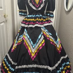Black Folklorico Dress Young Girls
