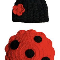 Halloween Crocheted Lady Bug Diaper Cover Set