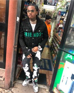 Vlone jean jacket best sale gunna