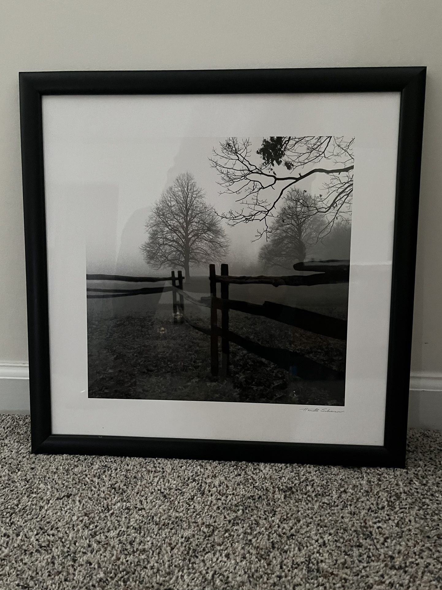 Framed Nature Print – Misty Morning Landscape 17.5 X 17.5