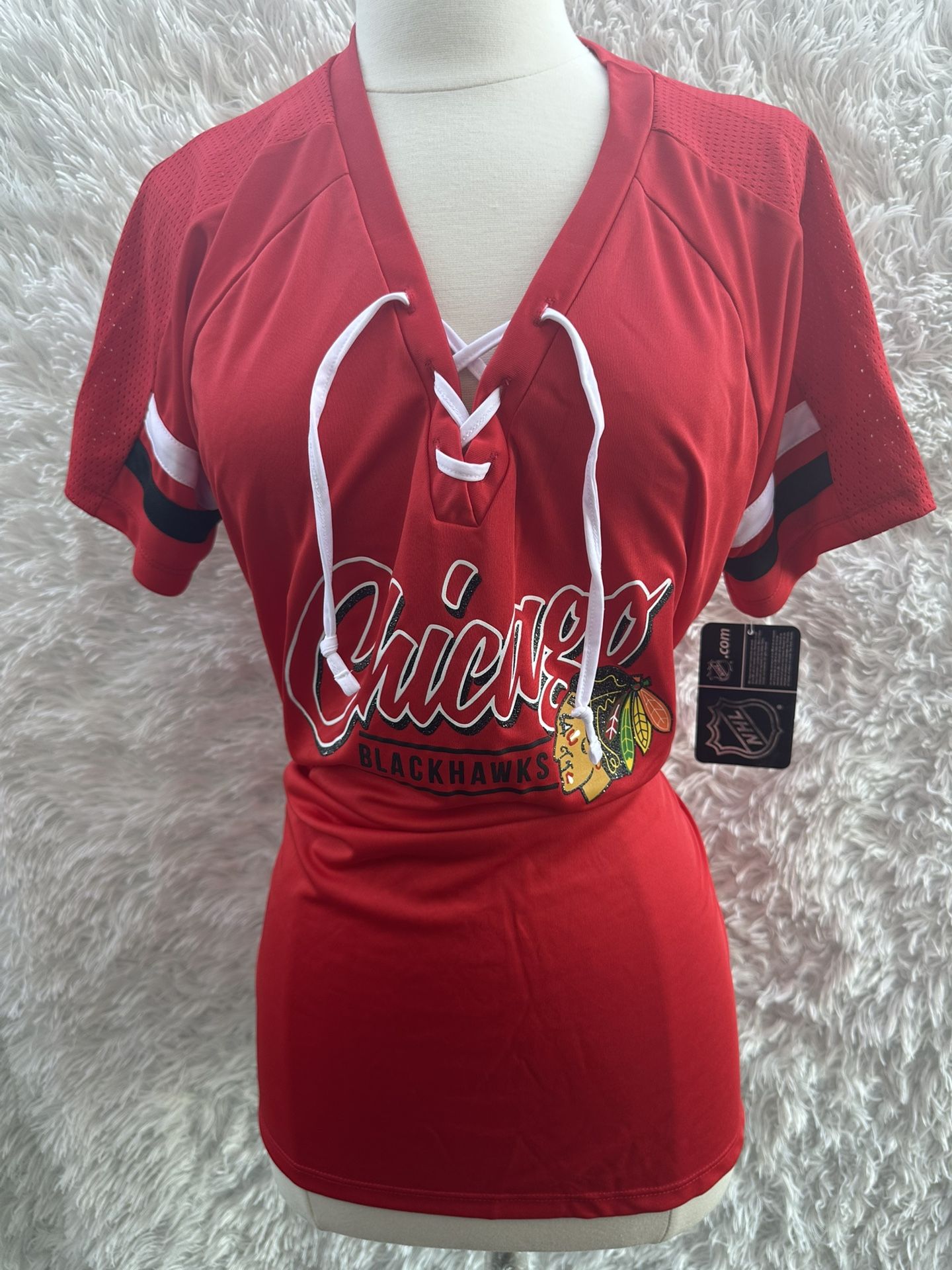 New NHL Chicago Blackhawks Red Lace-Up Jersey size XL