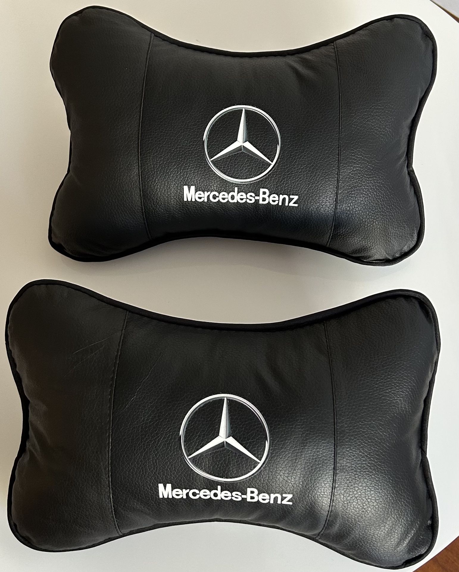 2PCS Car Headrest Pillow for Mercedes-Benz Neck Pillow Lumbar Support Pillow with Adjustable Strap Breathable Comfortable Removable for Driving Trave