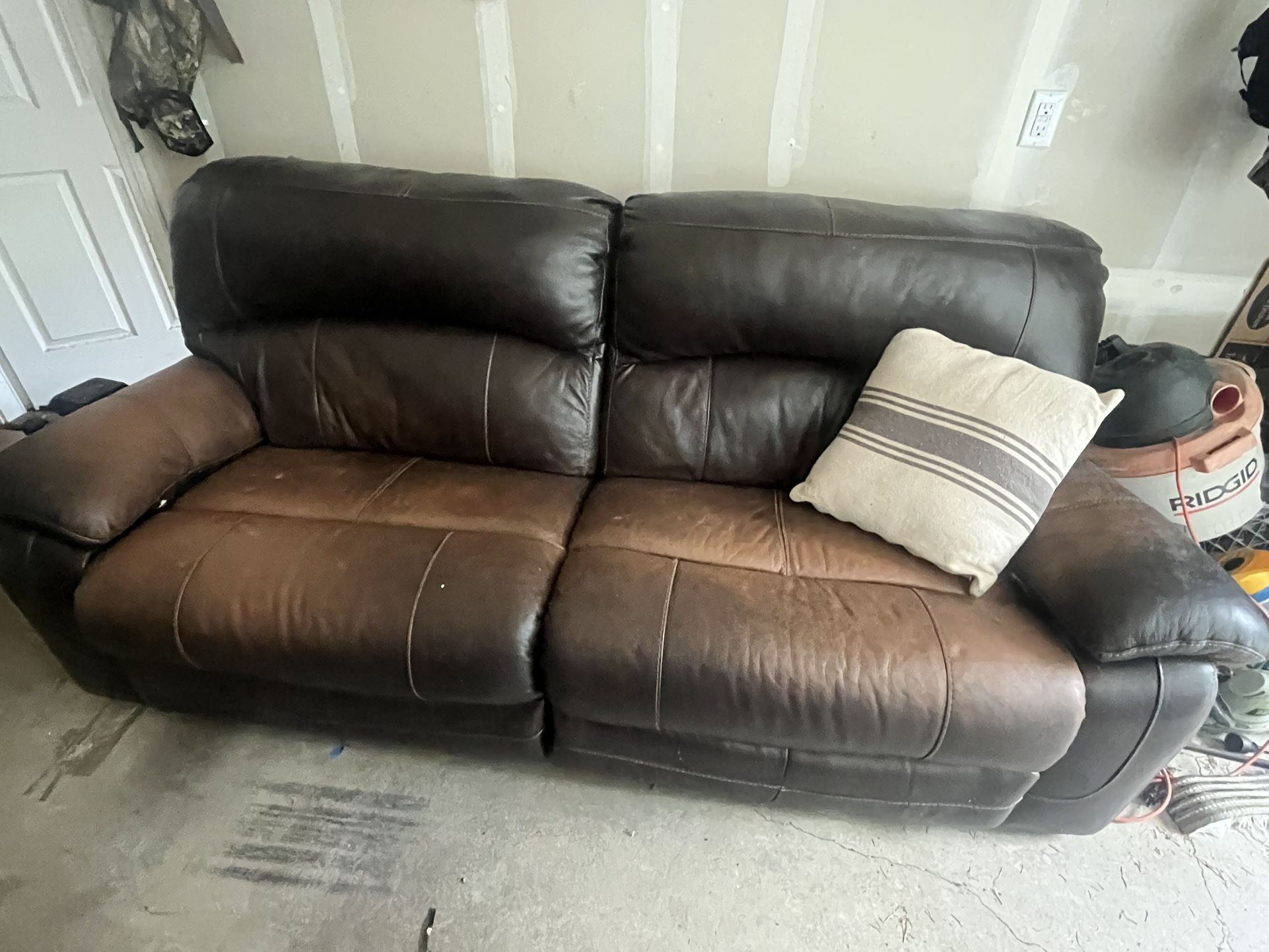 Brown Leather Reclining Couch