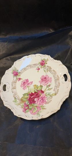 Vintage hand painted floral porcelain serving platter