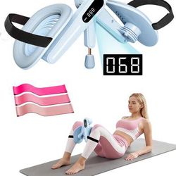 new Thigh Trainer for Women, Adjustable Resistance Pelvic Floor Strengthening Device with Adjustable Leg Straps & LED Counting Screen, 360° Rotatable 