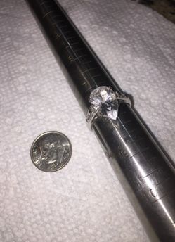 Pear shaped crystal Sterling silver ring
