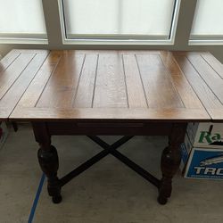 Antique English Oak Draw Leaf Table And Chairs