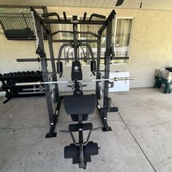 Vesta Fitness Smith Machine 1001 w/Bench Attachment | 245lb Cast Iron Olympic Weights | 7ft Olympic Bar | Fitness | Gym Equipment | FREE DELIVERY 🚚 