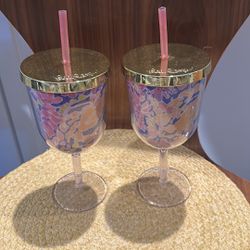 Lilly Pulitzer Sip Sip Wine Glasses X 2