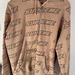 SS18 Supreme Repeat Zip Up hooded sweatshirt light brown size M medium hoodie