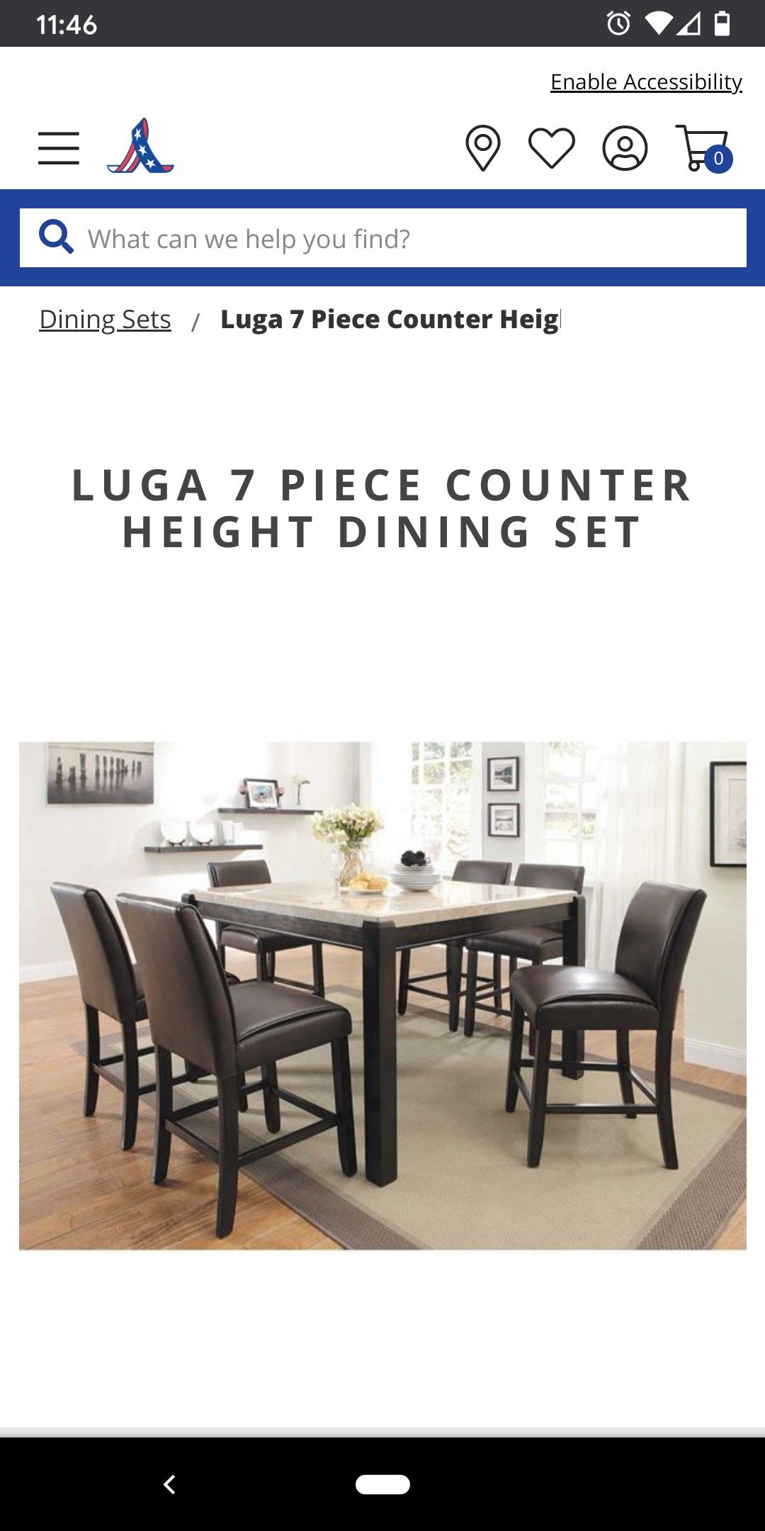 Counter Height 6 Chair Dining Set