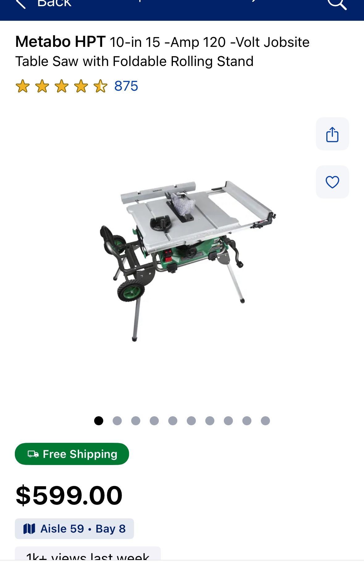 Metabo Jobsite Table Saw