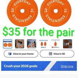 Orange Pair 15LB Bumper Plates 