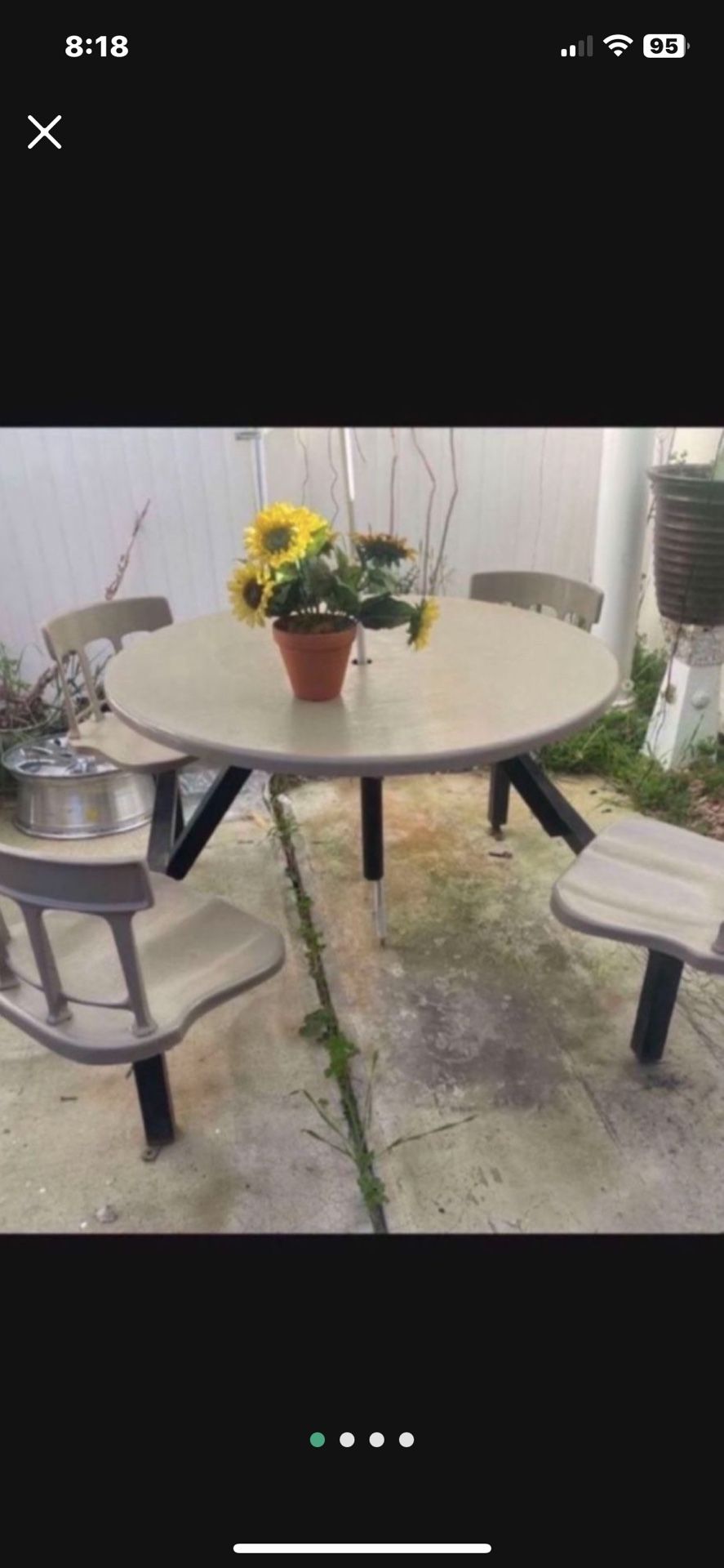 Heavy Duty Outdoors Patio Table W 4 Chairs Metal Fiberglass