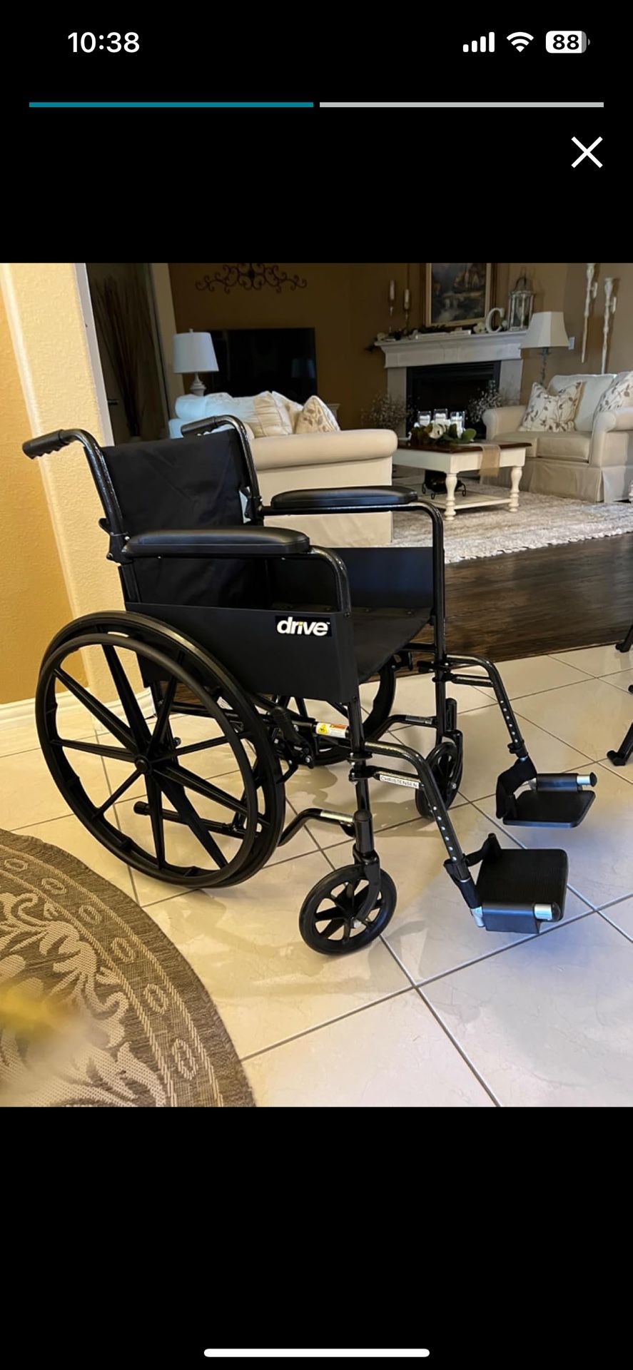 Drive Medical SSP118FA-SF Silver Sport 1 Folding Transport Wheelchair with Full Arms and Removable Swing-Away Footrest, Black