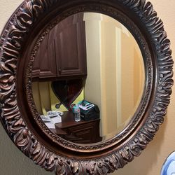 Round Mirror With Frame Great Condition