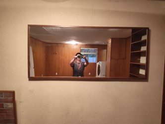 Large Wood Framed Wall Mirror