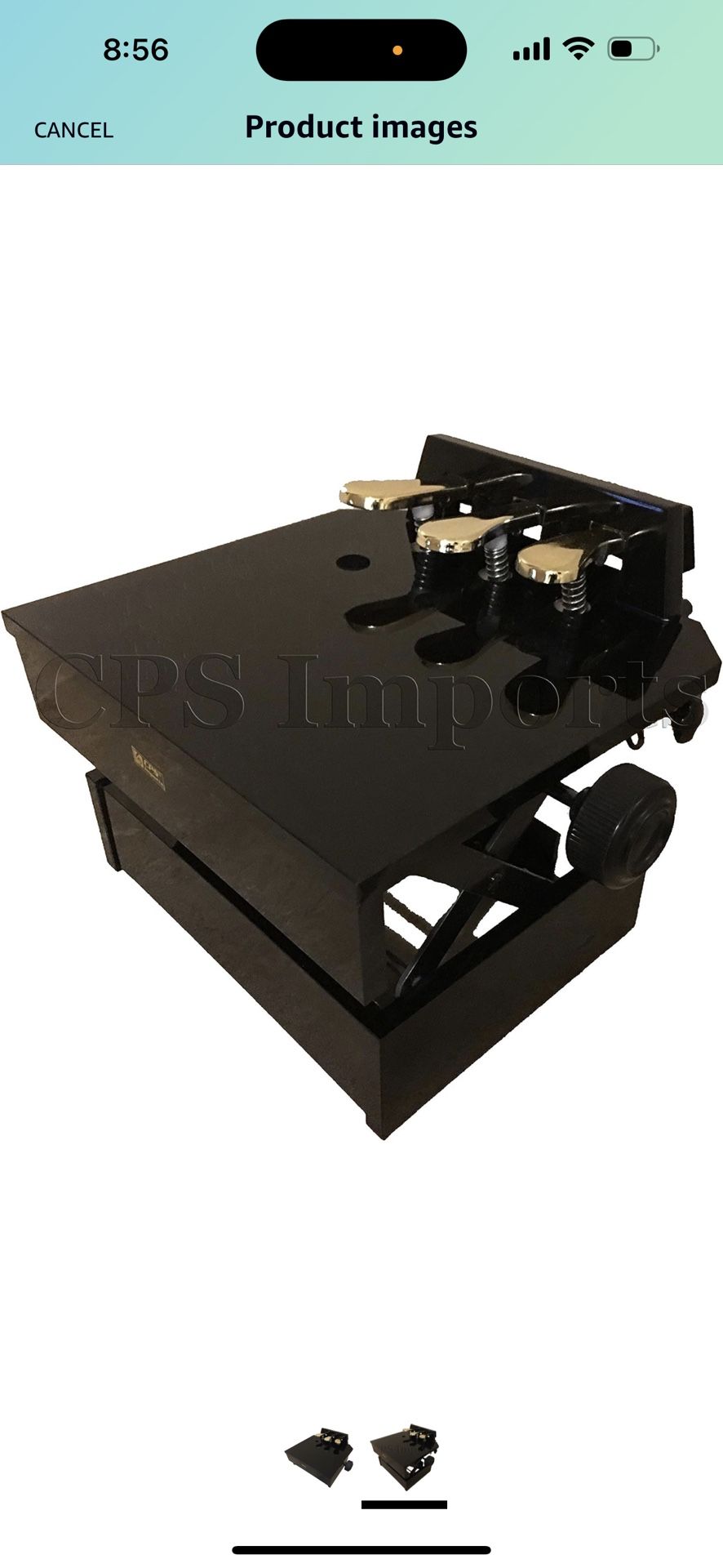 CPS Imports Wood Adjustable Piano Pedal Extender Bench in Ebony with 3 Pedals