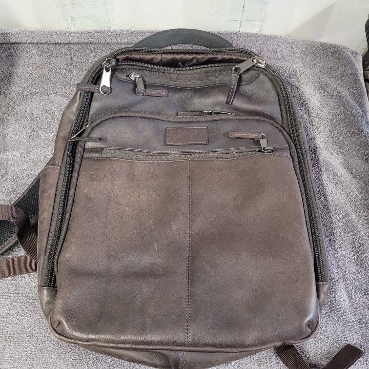 Renwick Genuine Leather Backpack, Dark Brown