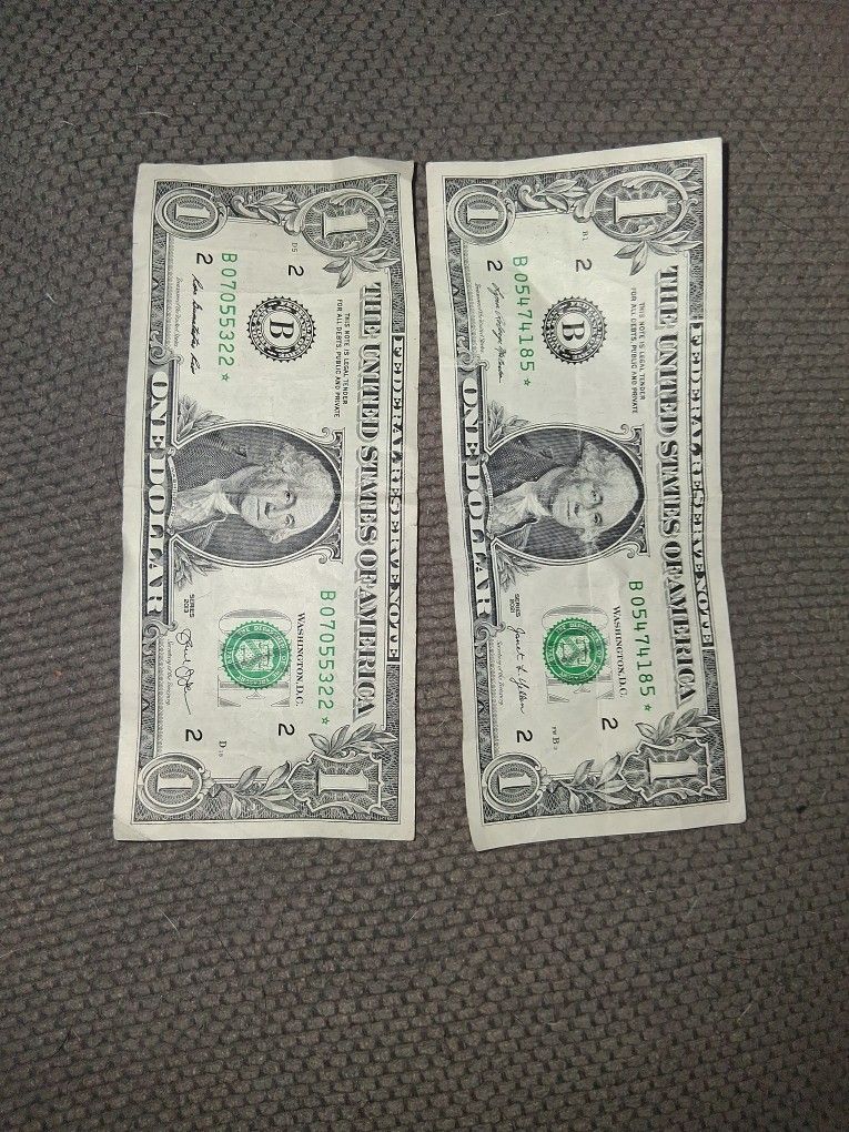 2 1 dollar bills