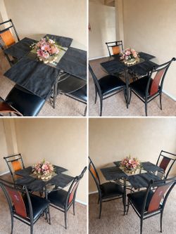 Glass Dining Table Set – 4 Chairs