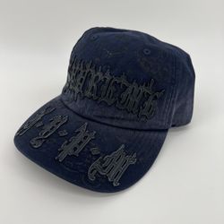 Supreme Leather Appliqué Faded Navy Hat 
