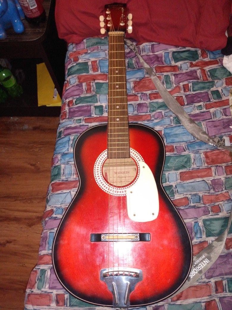 Vtg Marquis By Harmony Handcrafted 6 String 30" Acoustic Guitar