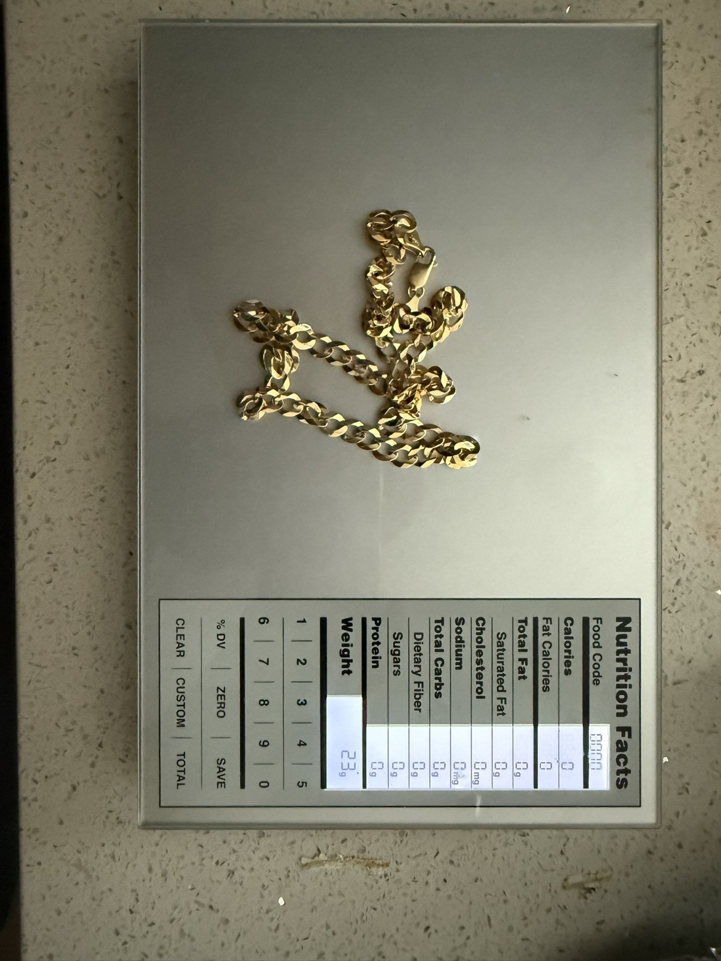 10k 22” 23gram Solid Gold Curb Chain.