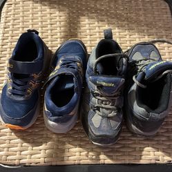 Boys Hiking Boots And Tennis Shoes( 12.00 Total For 2 Pairs) Both Size 12 