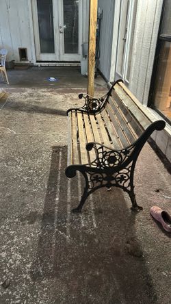 Outdoor park bench iron and wood