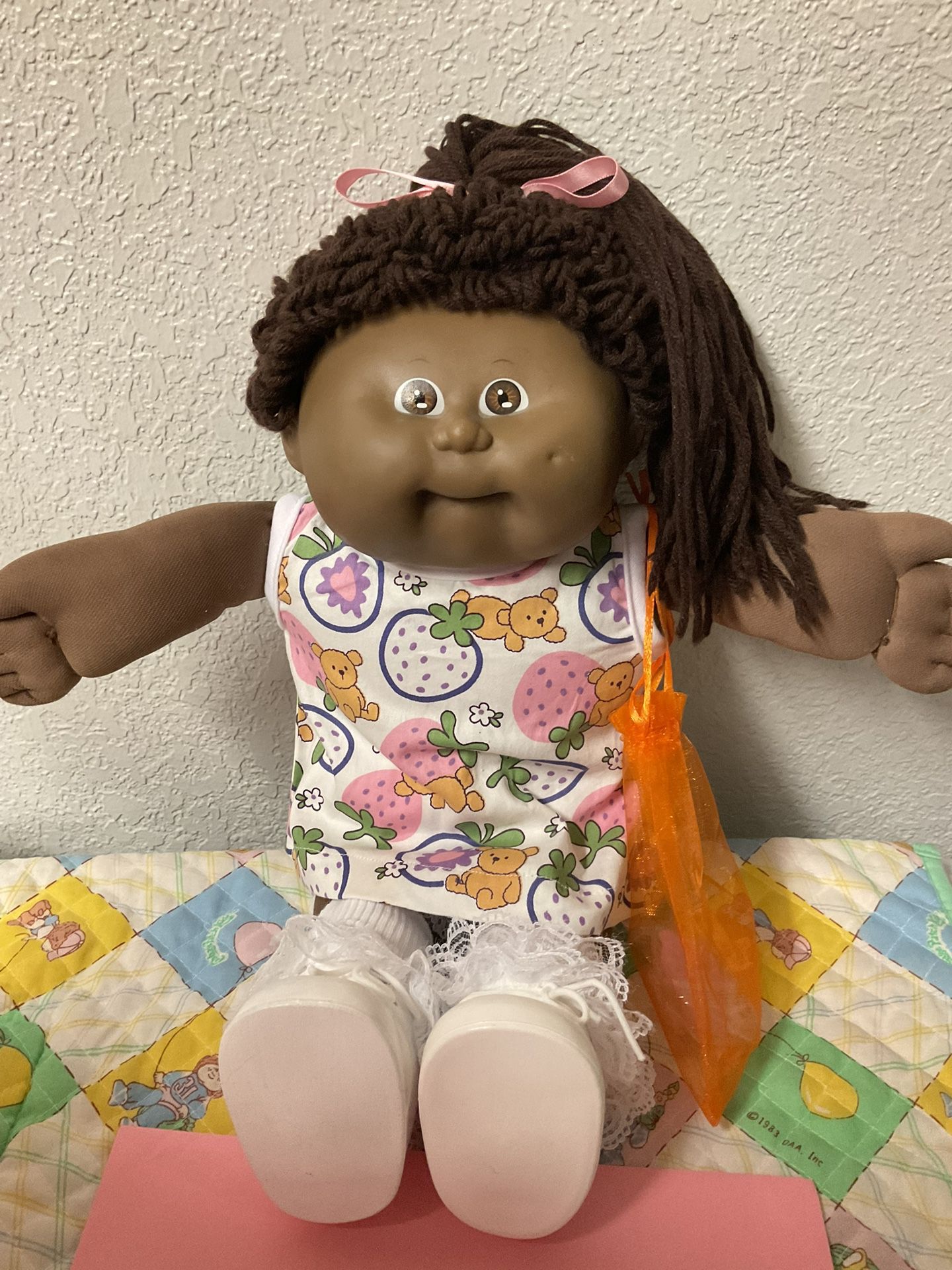 VERY RARE Vintage Cabbage Patch Kid Girl African American Head Mold #8 Brown Single Poodle Pony