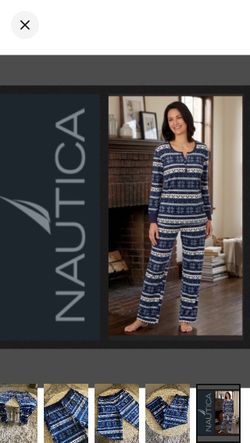 NEW! Nautica Women's 2 Piece Fleece Pajama Sleepwear Set