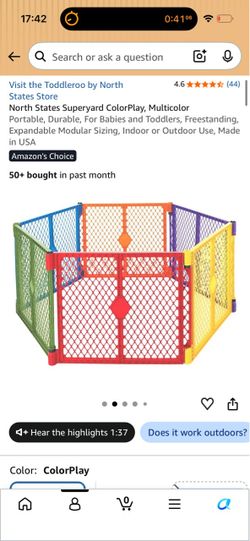 Toddleroo North States Superyard Colorplay 6-Panel Baby Play Yard / Playpen