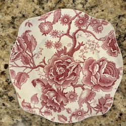 🌹 Vintage Johnson Bros England Mauve/Rose Floral Plate