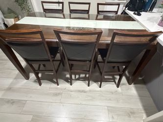 Glass Top Dining Table with 6 Chairs