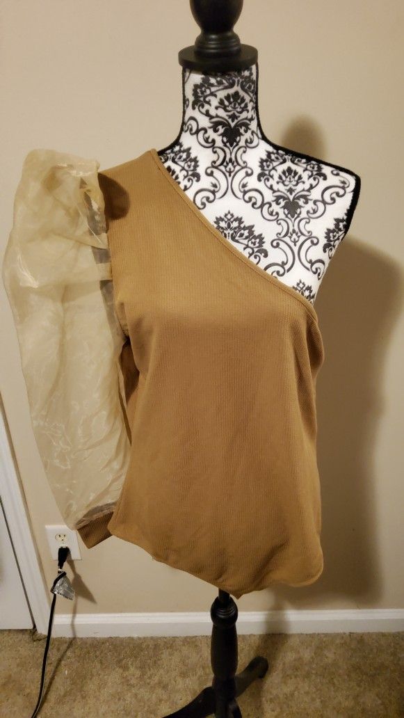 Perfectly Priscilla Off the Shoulder Sheer Sleeve Bodysuit Size 1XL