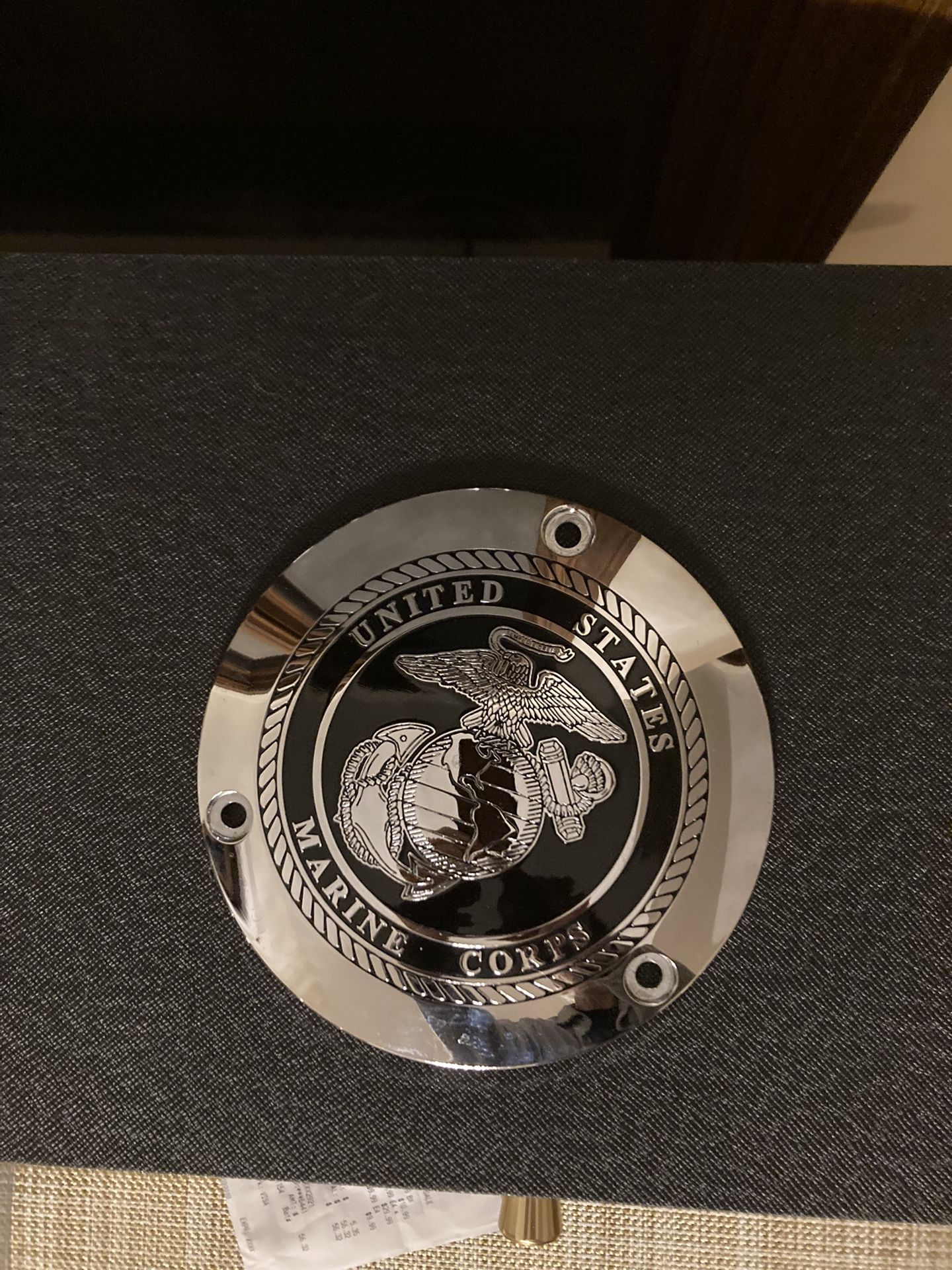 Harley Davidson Engine Clutch Cover. Marine corps Emblem